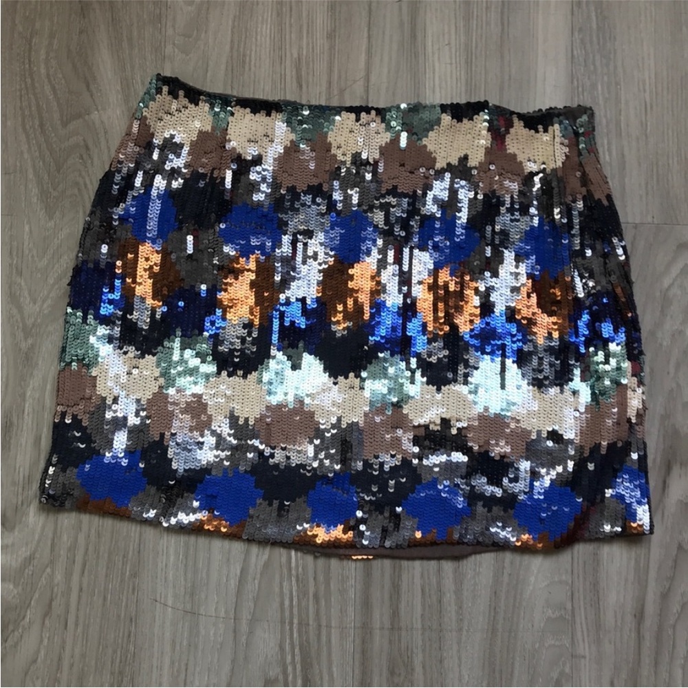 FRENCH CONNECTION WOMENS SKIRT SEQUIN PARTY COCKTAIL MINI ZIP 8 NWT